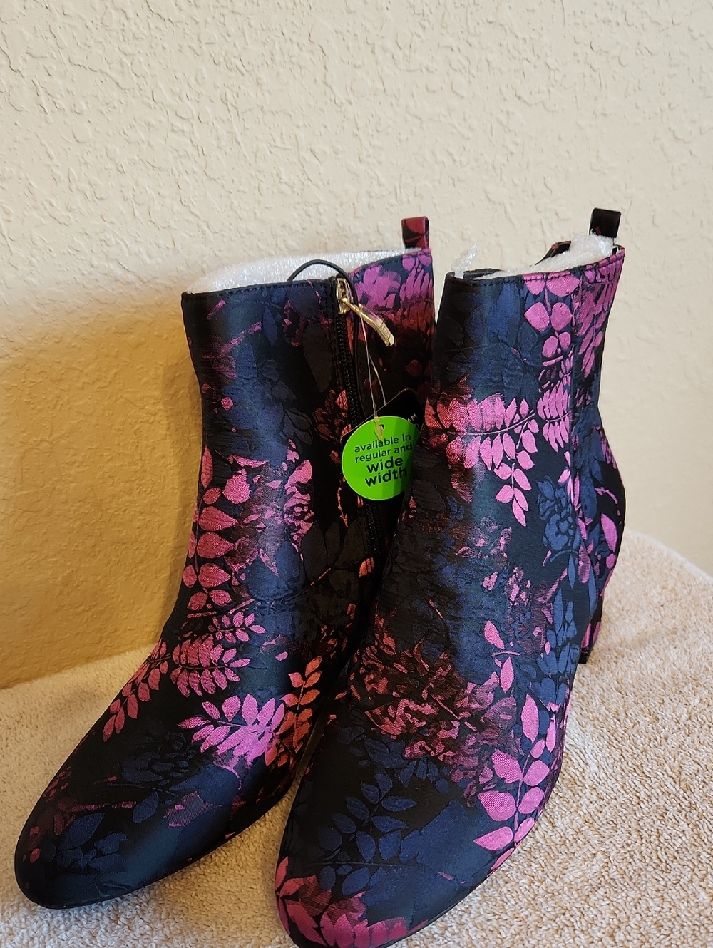 Liz Claiborne Pink & Black Floral Ankle Booties